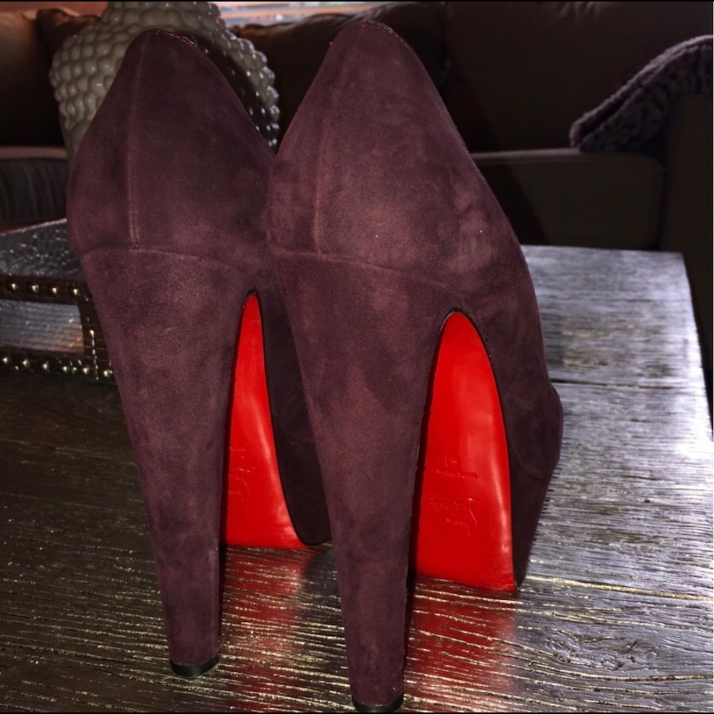 Christian Louboutin Maroon Suede Daffodile
